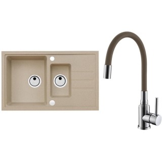 Set Alveus (dřez Intermezzo 70 Beige 55 + baterie Mintas Béžová/Chrom)