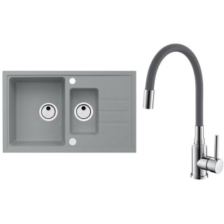 Set Alveus (dřez Intermezzo 70 Beton 81 + baterie Mintas Beton/Chrom)