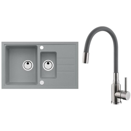 Set Alveus (dřez Intermezzo 70 Beton 81 + baterie Mintas Beton/Kartáčovaná ocel)