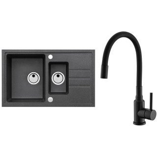 Set Alveus (dřez Intermezzo 70 Black 91 + baterie Mintas Černá matná)