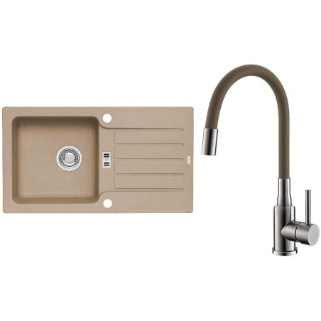 Set Alveus (dřez Niagara 30 Beige 55 + baterie Mintas Béžová/Kartáčovaná ocel)