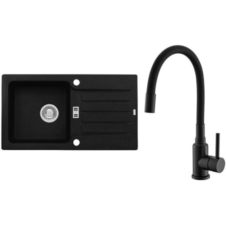 Set Alveus (dřez Niagara 30 Black 91 + baterie Mintas Černá matná)