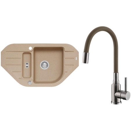 Set Alveus (dřez Niagara 60 Beige 55 + baterie Mintas Béžová/Kartáčovaná ocel)