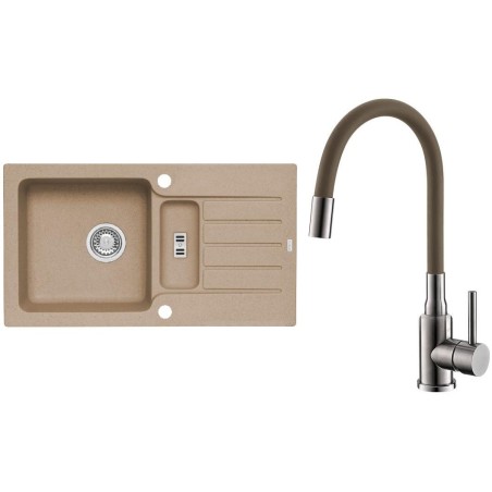 Set Alveus (dřez Niagara 70 Beige 55 + baterie Mintas Béžová/Kartáčovaná ocel)