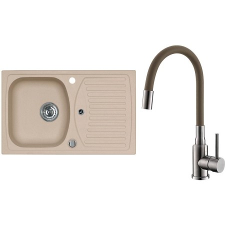 Set Alveus (dřez Record 30 Beige 55 + baterie Mintas Béžová/Kartáčovaná ocel)
