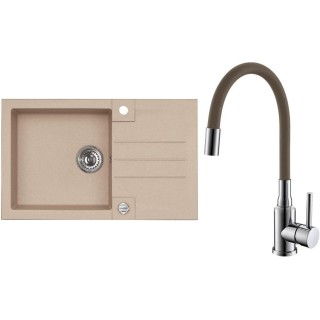 Set Alveus (dřez Rock 130 Beige 55 + baterie Mintas Béžová/Chrom)