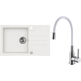 Set Alveus (dřez Rock 130 White 11 + baterie Mintas Bílá/Chrom)