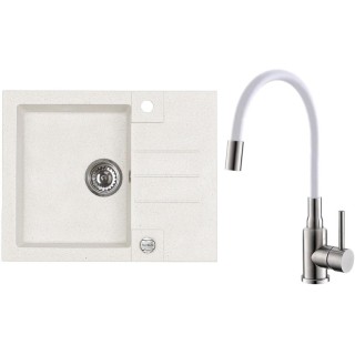 Set Alveus (dřez Rock 30 White 11 + baterie Mintas Bílá/Kartáčovaná ocel)