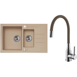 Set Alveus (dřez Rock 70 Beige 55 + baterie Mintas Béžová/Chrom)