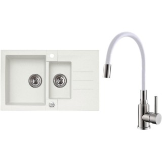 Set Alveus (dřez Rock 70 White 11 + baterie Mintas Bílá/Kartáčovaná ocel)