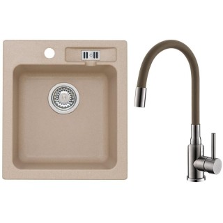 Set Alveus (dřez Victoria 20 Beige 55 + baterie Mintas Béžová/Kartáčovaná ocel)