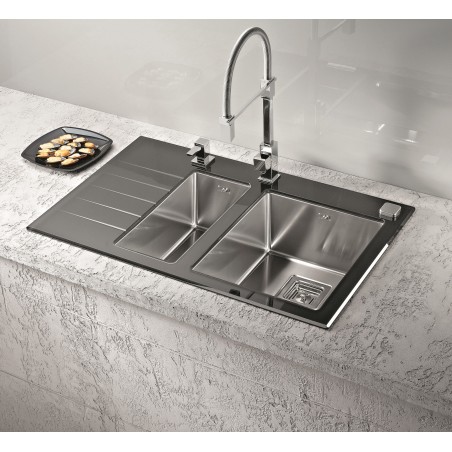 Kuchyňský dřez Alveus Crystalix 20 černá/satin, pravý Kuchyňský dřez Alveus Crystalix 20 černá/satin, pravý