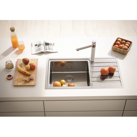 Kuchyňský dřez Alveus Rando 50 QC Satin, levý, pro přesahovou nebo integrovanou montáž Kuchyňský dřez Alveus Rando 50 QC Satin, levý, pro přesahovou nebo integrovanou montáž