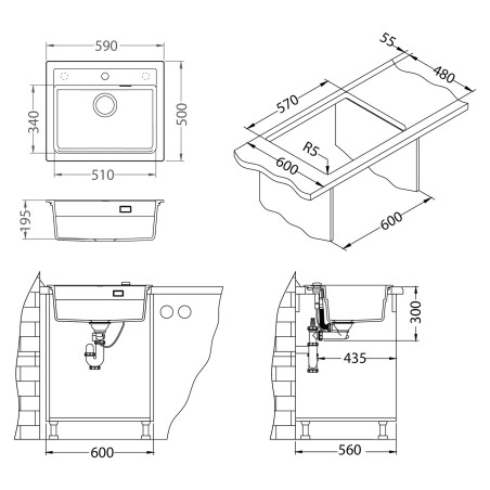 Kuchyňský dřez Alveus Atrox 30 Black Edition Deep Black A90