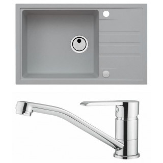 Set Alveus (dřez Intermezzo 130 Beton 81 + baterie Ruta Chrom)