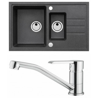 Set Alveus (dřez Intermezzo 70 Black 91 + baterie Ruta Chrom)