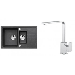 Set Alveus (dřez Intermezzo 70 Black 91 + baterie Reno Chrom)