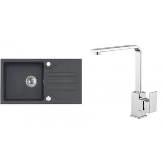 Set Alveus (dřez Galapagos 30 Black 91 + baterie Reno Chrom)