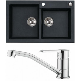 Set Alveus (dřez Rock 90 Black 91 + baterie Ruta Chrom)