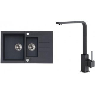 Set Alveus (dřez Rock 70 Black 91 + baterie Afra Black 91)