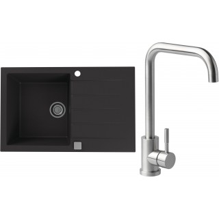Set Alveus (dřez Cadit 20 Black 91 + baterie Angle Kartáčovaná ocel)