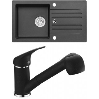 Set Alveus (dřez Cortina 140 Black 91 + baterie AM 20 Black 91)
